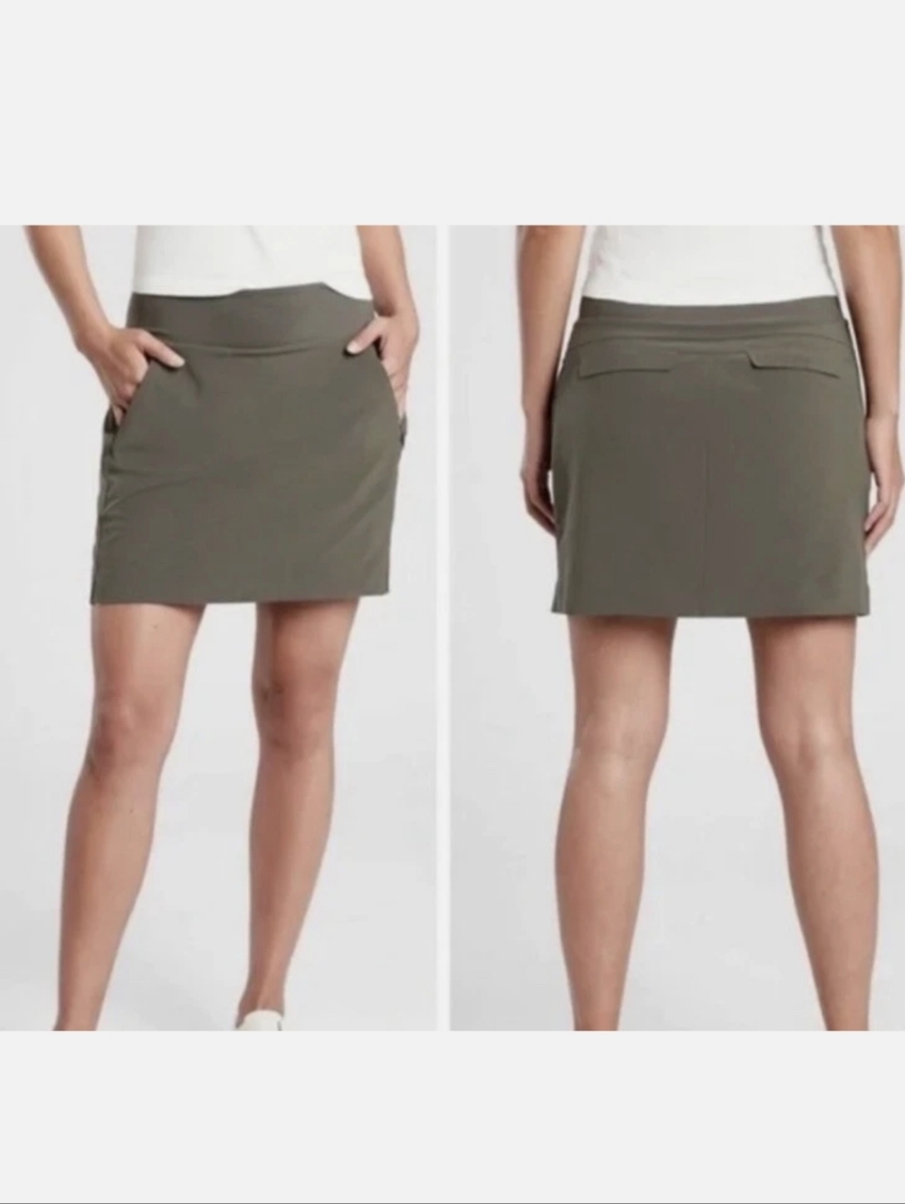 Athleta Olive Green Athletic Skort with Zip Pockets